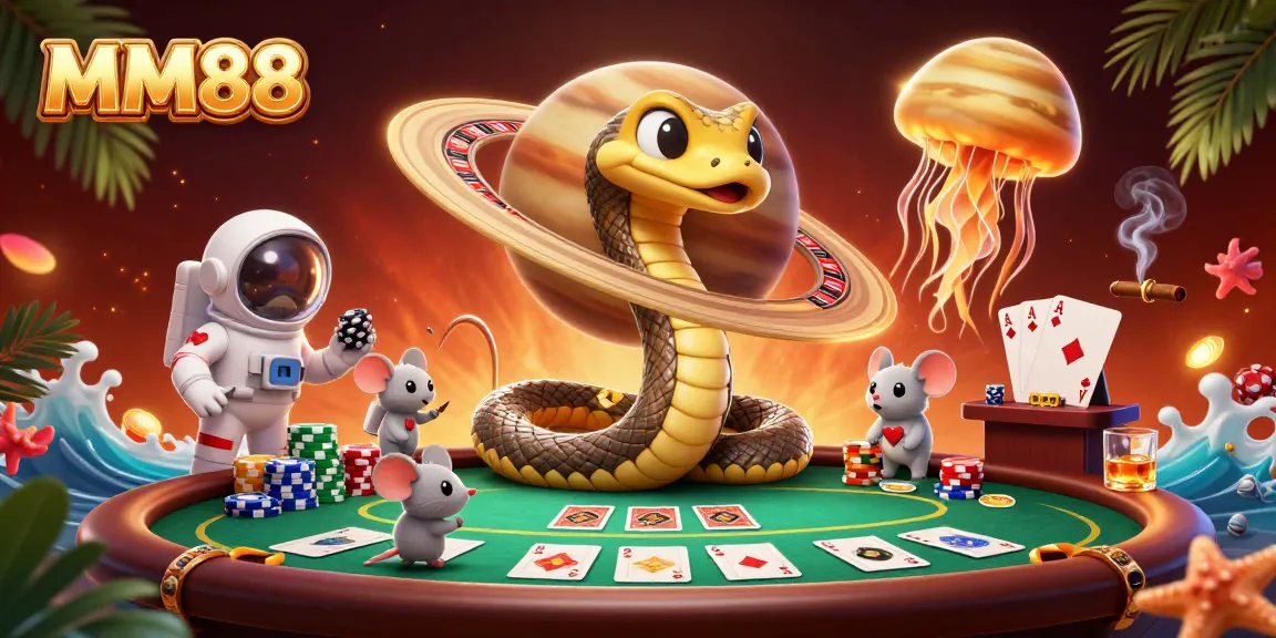 Experience thrilling MM88 gaming with colorful characters and vibrant casino elements hashing out winning bets.