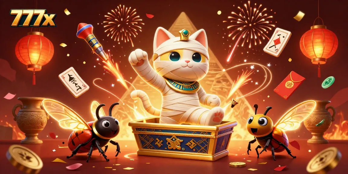 Experience thrilling gameplay with 777x, featuring a vibrant casino scene with 3D characters.