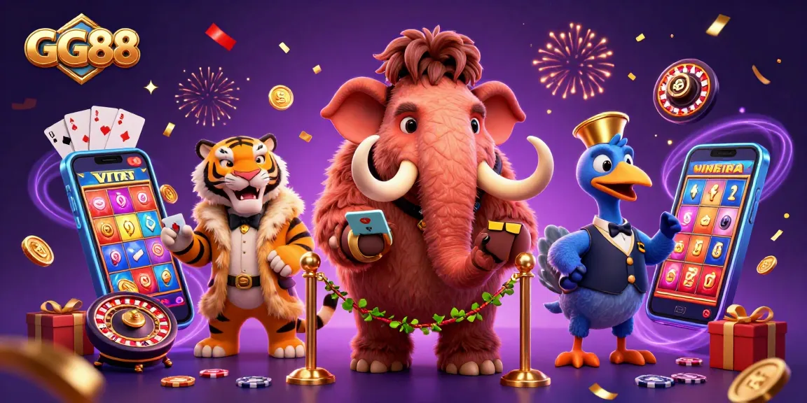 GG88 slots showcase excitement with 3D casino characters in an animated scene