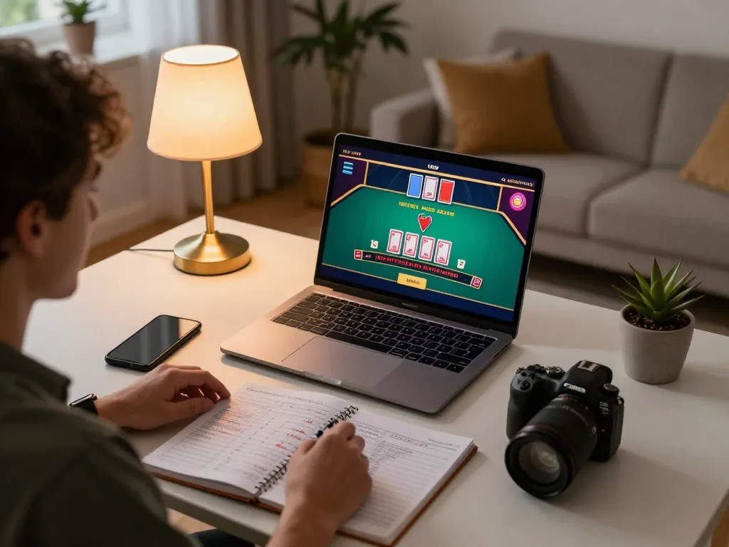 Engaging in HITCLUB live dealer blackjack, showcasing strategic gameplay on a laptop.