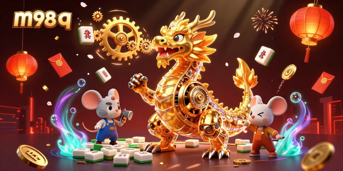 Experience the thrilling m98 q adventure with a golden dragon, gaming elements, and vibrant casino details.