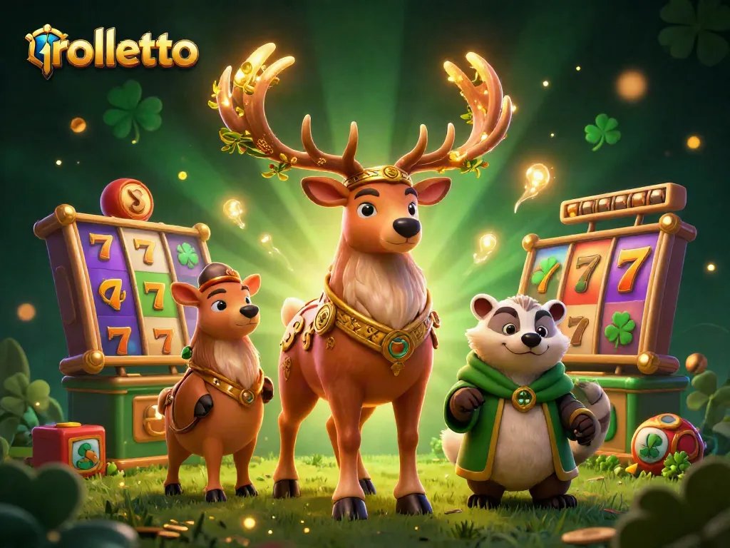 Engage with rolletto's exciting slots in a vibrant 3D casino illustration filled with action.