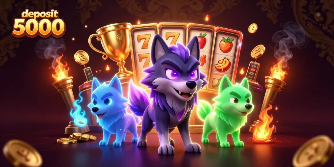 Engage in thrilling slots action at deposit 5000 with vibrant characters in a dynamic gaming scene.