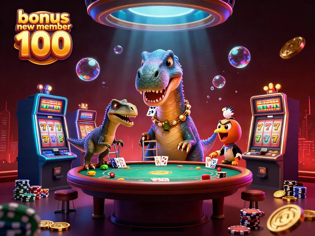 Experience thrilling gameplay in a vibrant scene, featuring the bonus new member 100 offer amidst dynamic slot action and colorful elements.