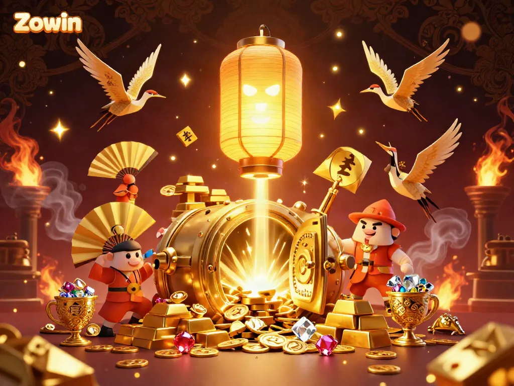 Zowin brings golden riches and excitement from a vibrant casino experience, showcasing treasure and lucky symbols.