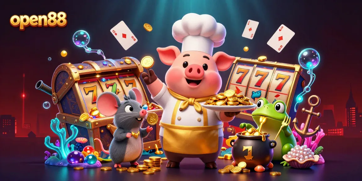 Join the fun at open88 with colorful slots, gold coins, and exciting casino characters!