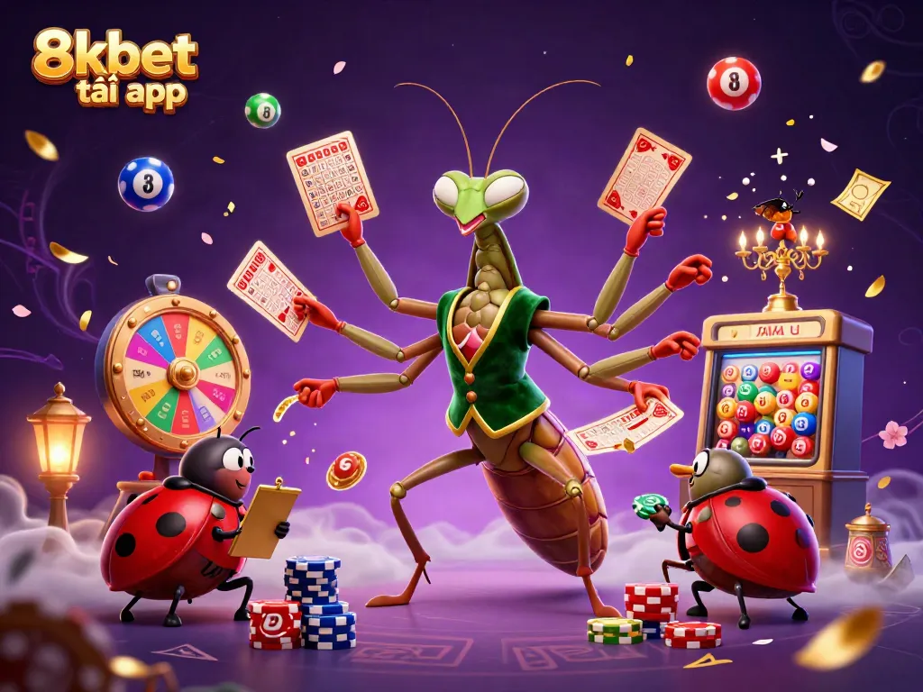 Join the fun with the vibrant 8xbet tải app featuring a mantis dealer and dynamic casino elements.