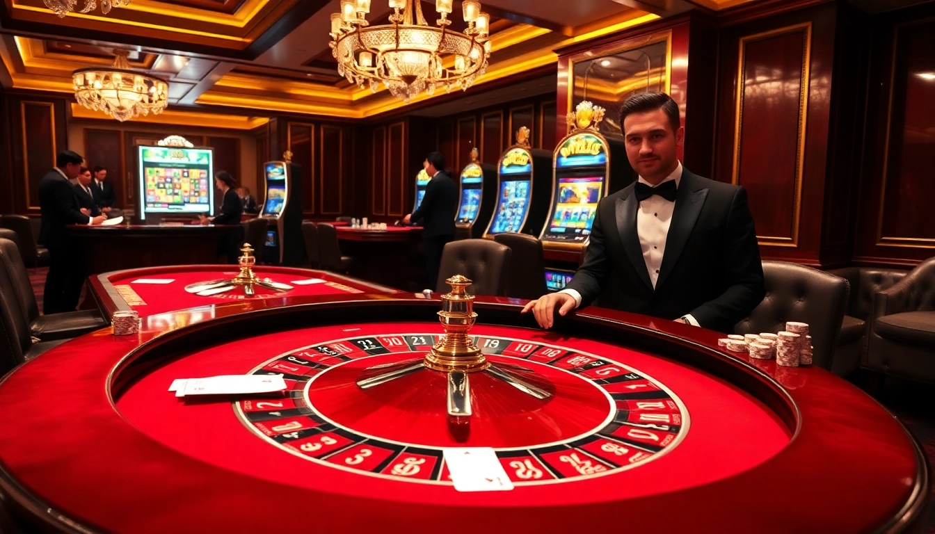 Experience the thrill of winning at roulette with https://n188.bid/ at this luxurious casino setup.