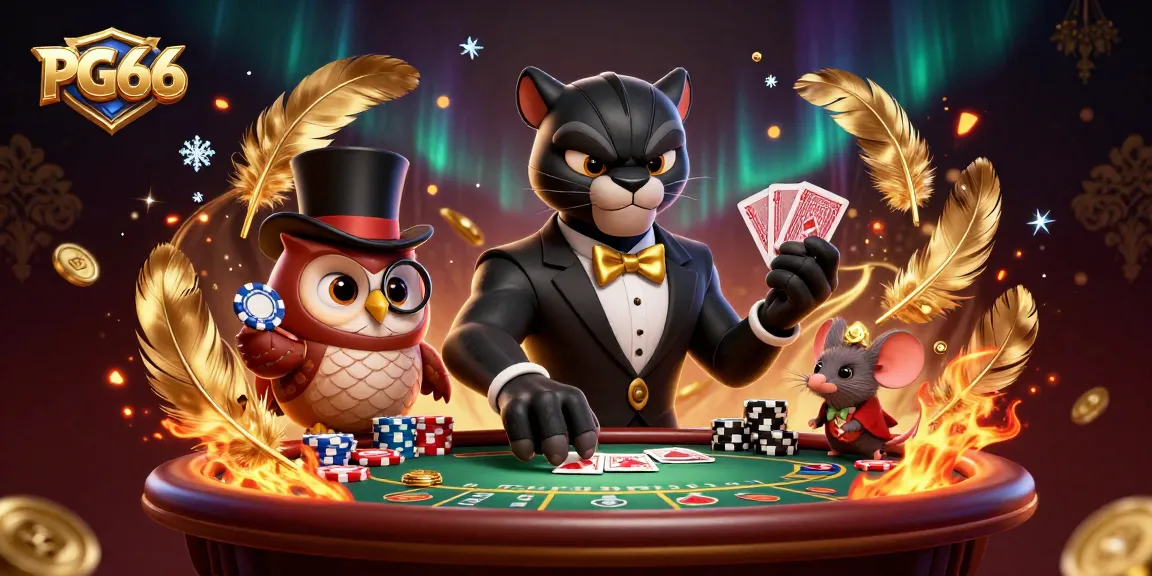 Experience PG66 with a stylish black panther dealer and friends at a dynamic casino table