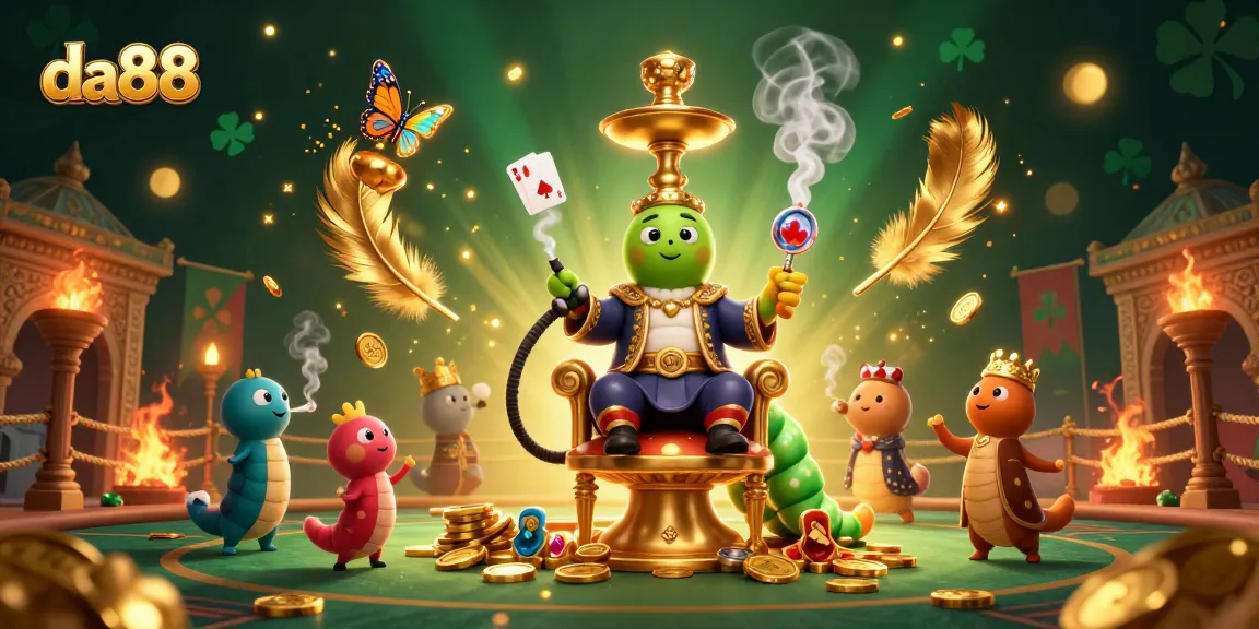Spin and win with da88, a vibrant 3D casino illustration featuring poker elements and golden treasures.