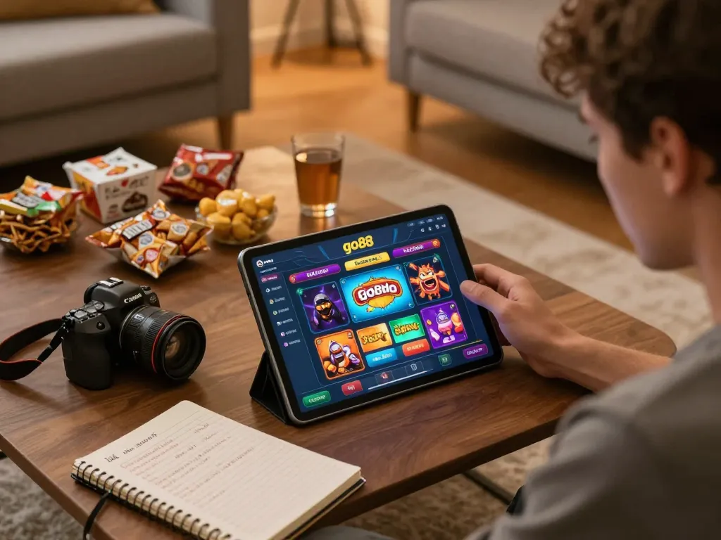 Engaging gameplay on go88 app in a cozy living room setting showcasing strategic approach to online betting.
