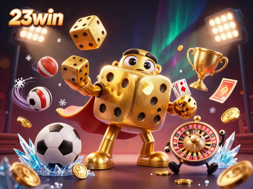 Experience the thrilling world of 23win in this captivating scene filled with dynamic sports and casino elements.