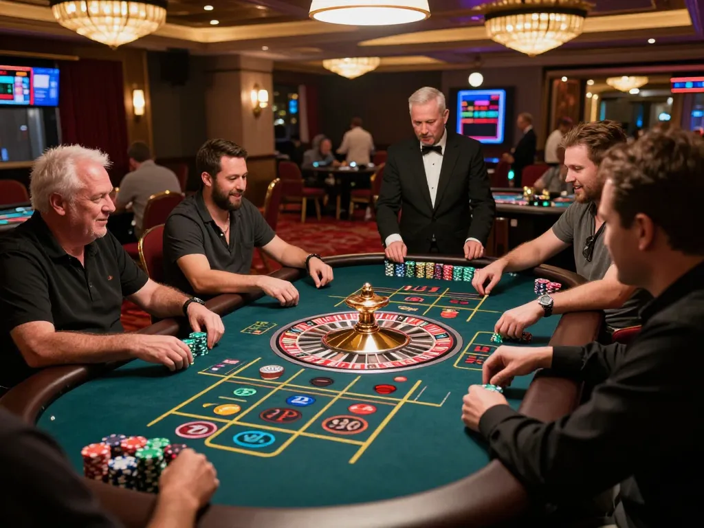 Players passionately placing bets at a roulette table in a luxurious casino representing 789club gameplay excitement.