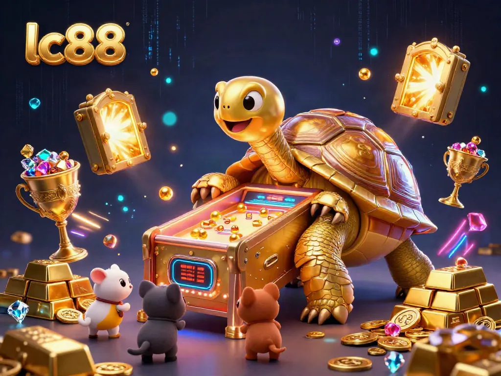 Engage with lc88's thrilling casino experience in a vibrant, dynamic 3D scene packed with treasure.