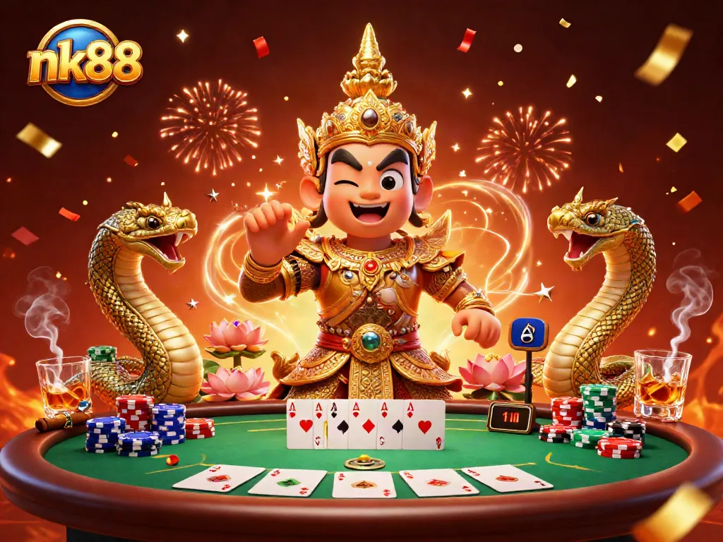 Experience thrilling poker action at nk88 with colorful chips and captivating casino elements.