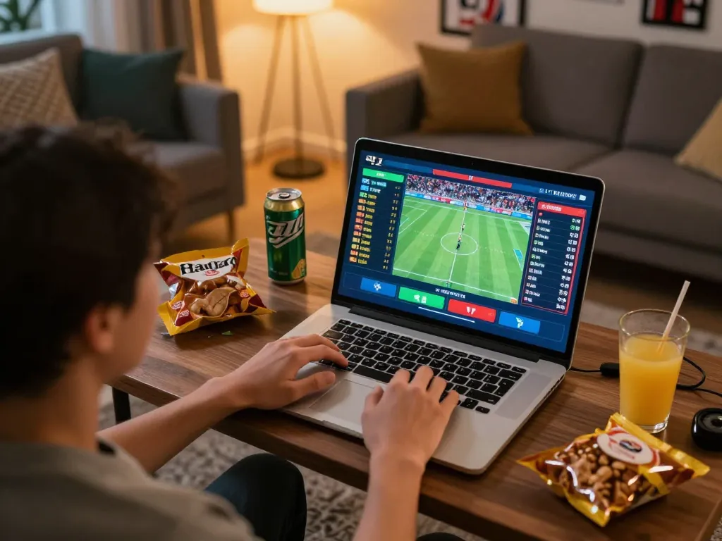 Jun88 engaging in online sports betting with live odds visible on the laptop screen.