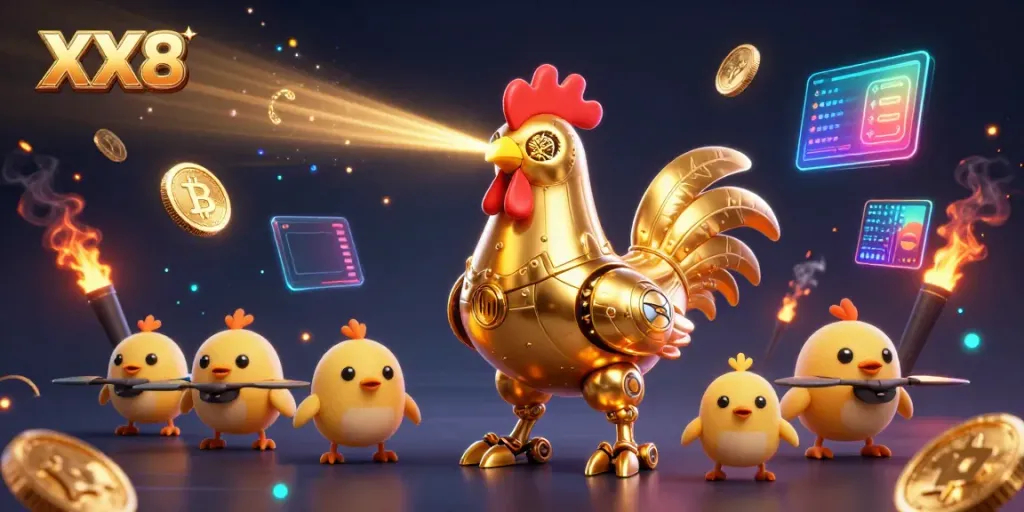 Engage with XX8's thrilling casino experience featuring vibrant characters and crypto elements.