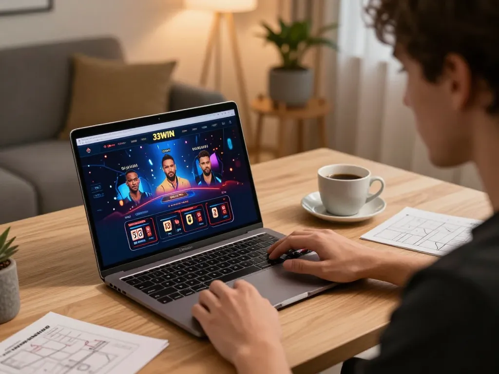 Engaging online gaming setup showcasing 33WIN platform with player strategies in view.