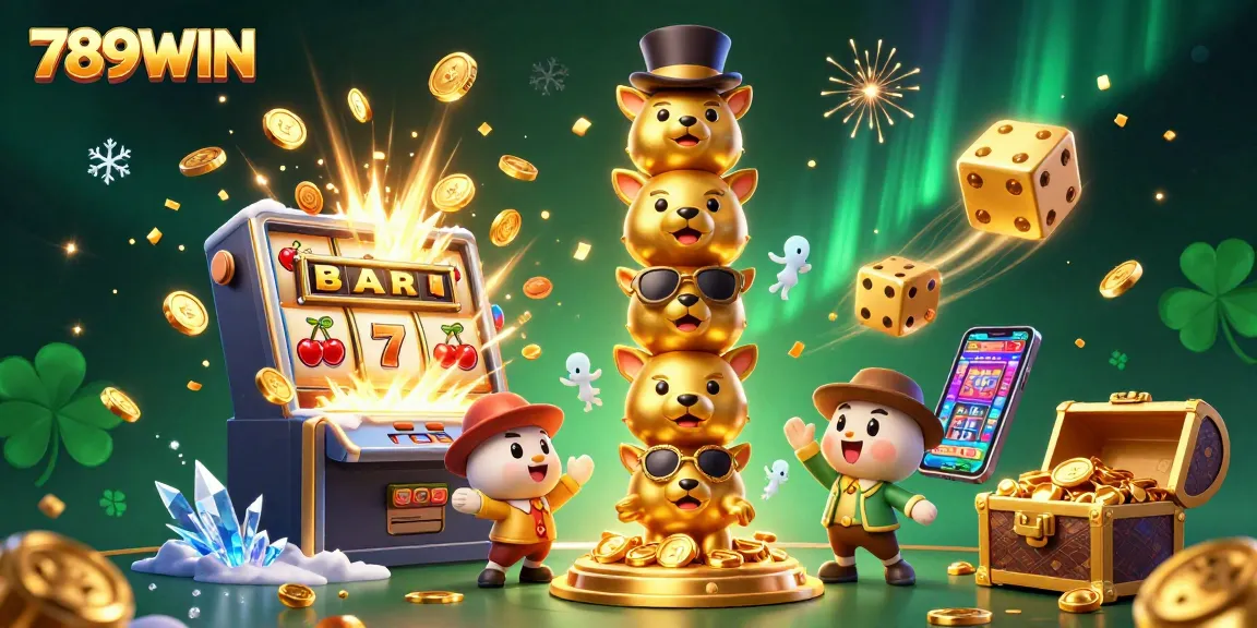 Experience the thrilling jackpot excitement with 789WIN's vibrant casino illustrations and game elements.