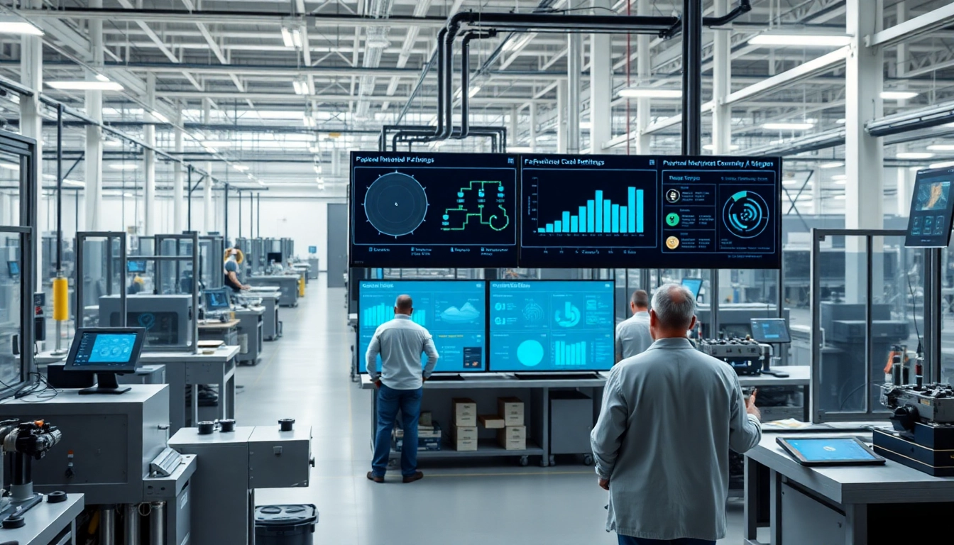 Visual representation of paperless traceability software in a modern manufacturing setup