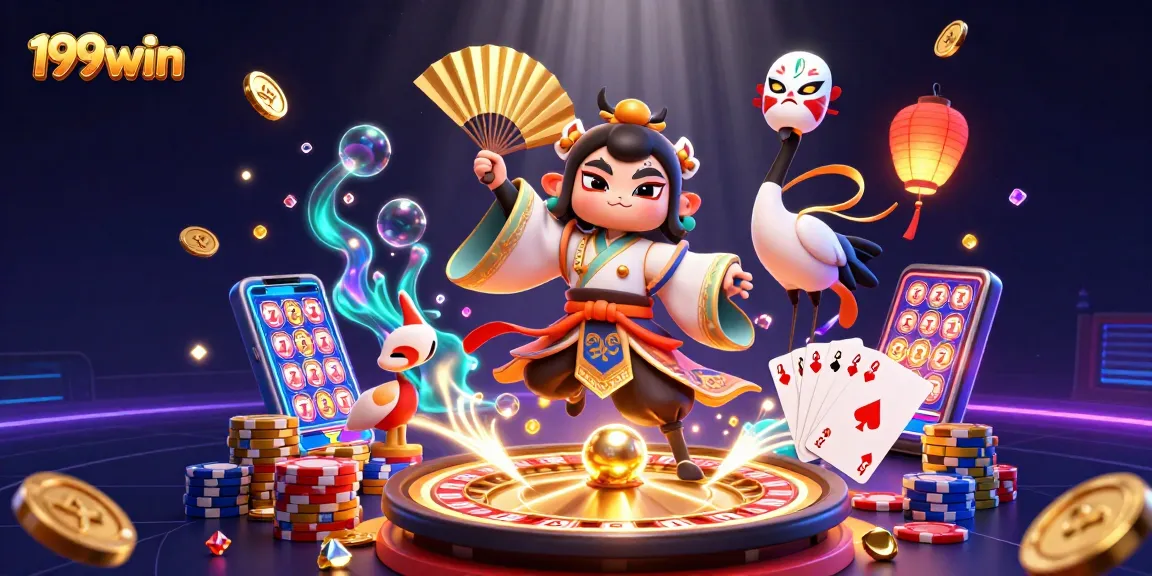 Experience the thrill of 199win with captivating 3D casino elements and characters.