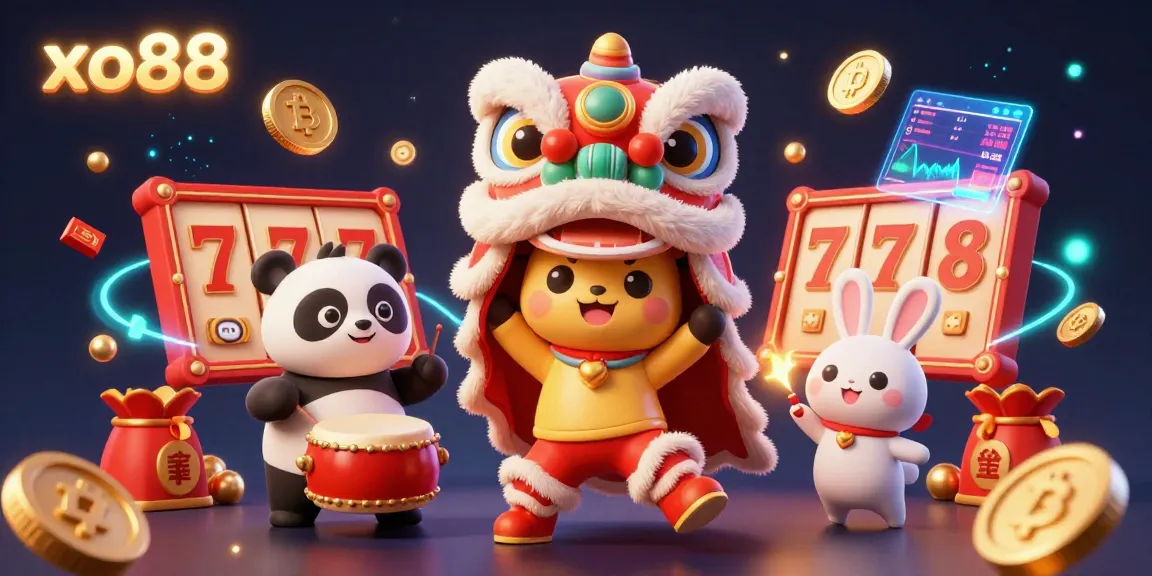 Bet on exciting slots and live casino games at xo88, featuring a vibrant lion dance and rich visuals.