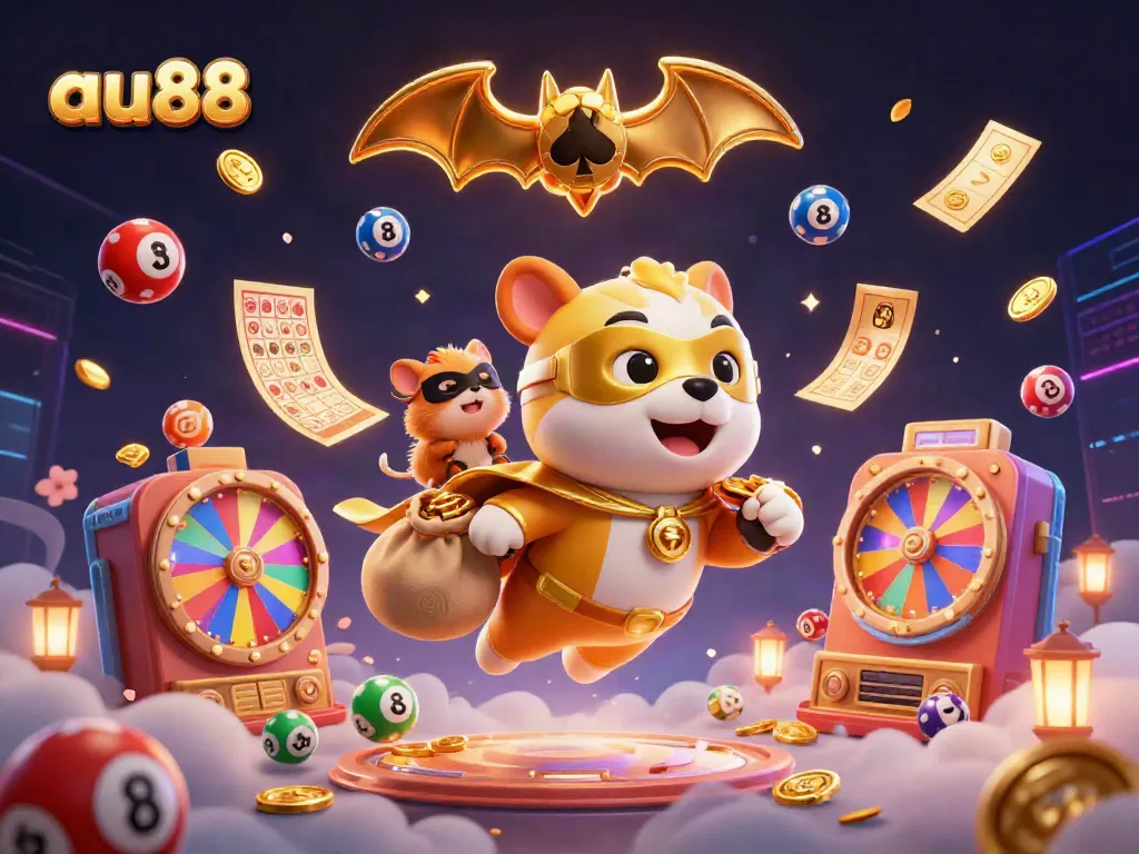 Win big with au88 in this vibrant, dynamic gaming adventure illustration.
