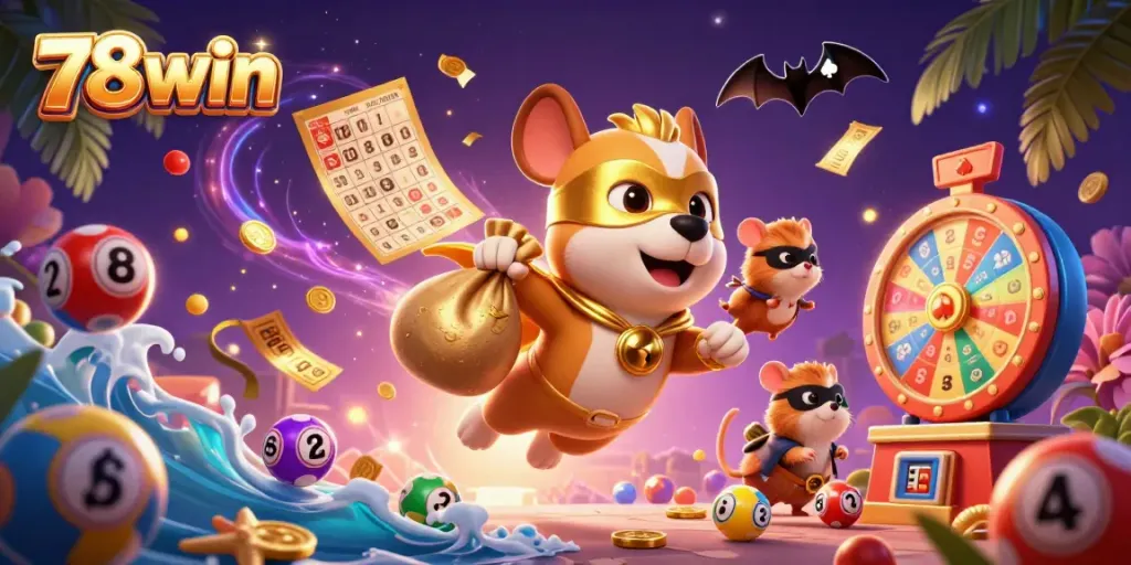 Experience the excitement of 78win's casino with dynamic characters and vibrant gaming elements.