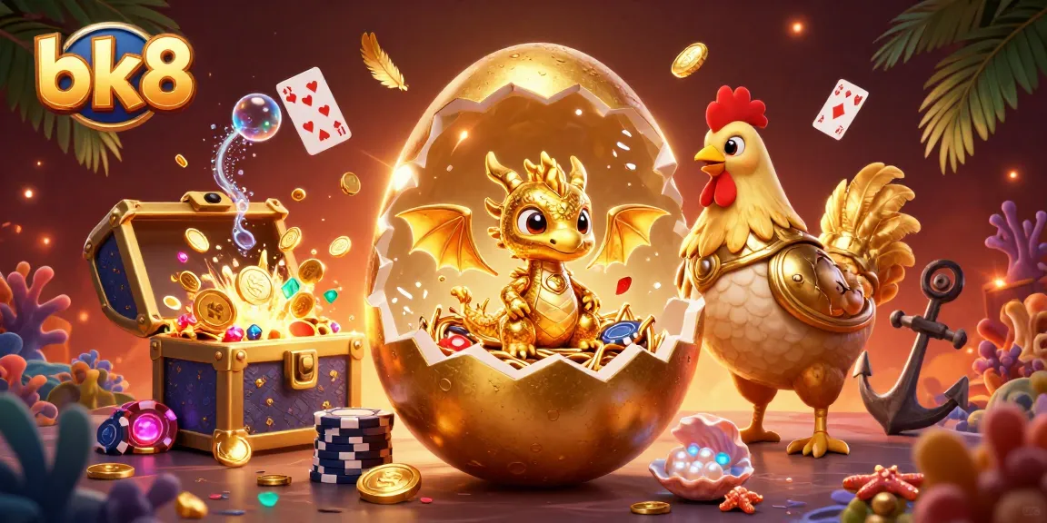 Engage with bk8’s captivating online gaming experience, featuring a golden dragon and poker chips.
