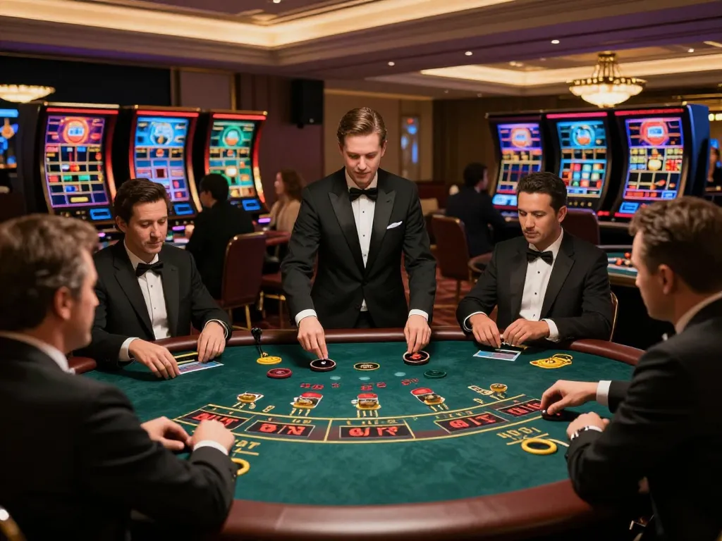 B52Club players enjoying thrilling live casino games with professional dealers in a vibrant setting