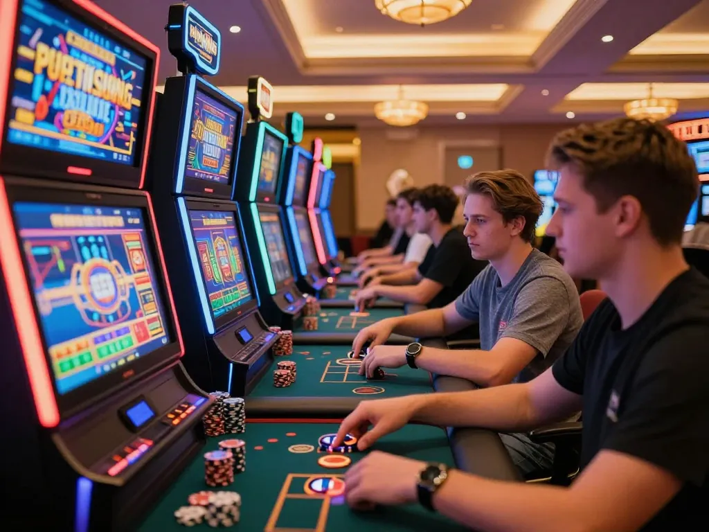 Players enjoying thrilling slots at RR88 casino with vibrant displays and dynamic gameplay.