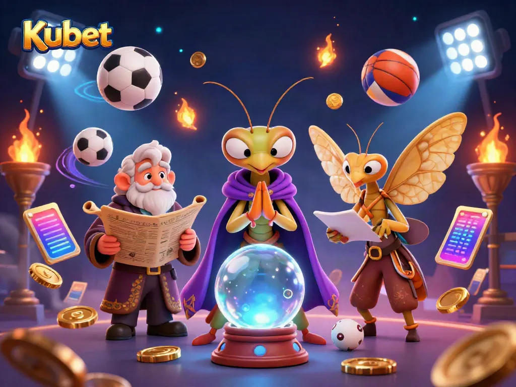 Engage with Kubet's immersive gaming environment featuring a mystical scene with dynamic sports elements and enchanting characters.