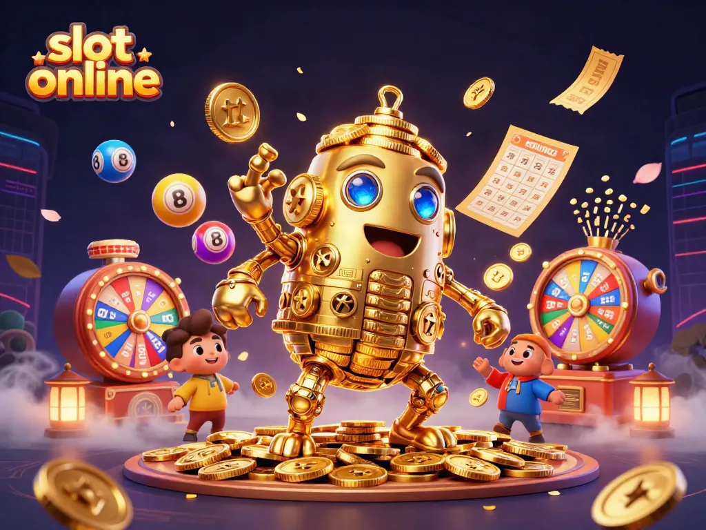 Spin to win with golden golem in slot online universe filled with vibrant themes and gaming elements.