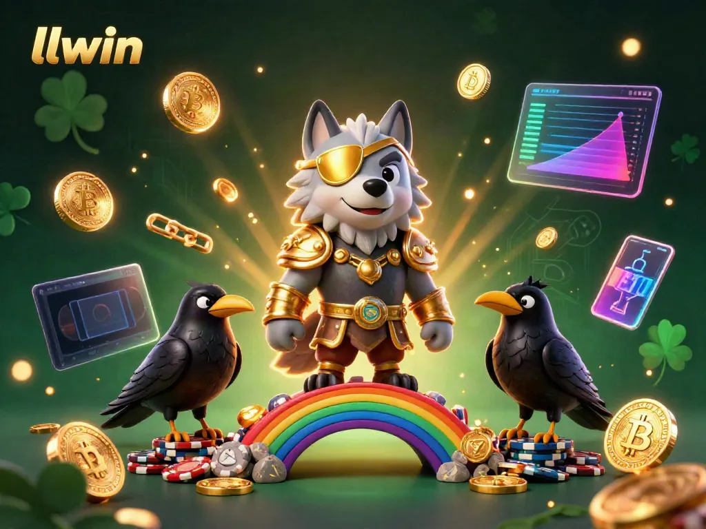 Engage with LLWIN at the online casino, featuring Odin and ravens amongst vibrant gaming elements.