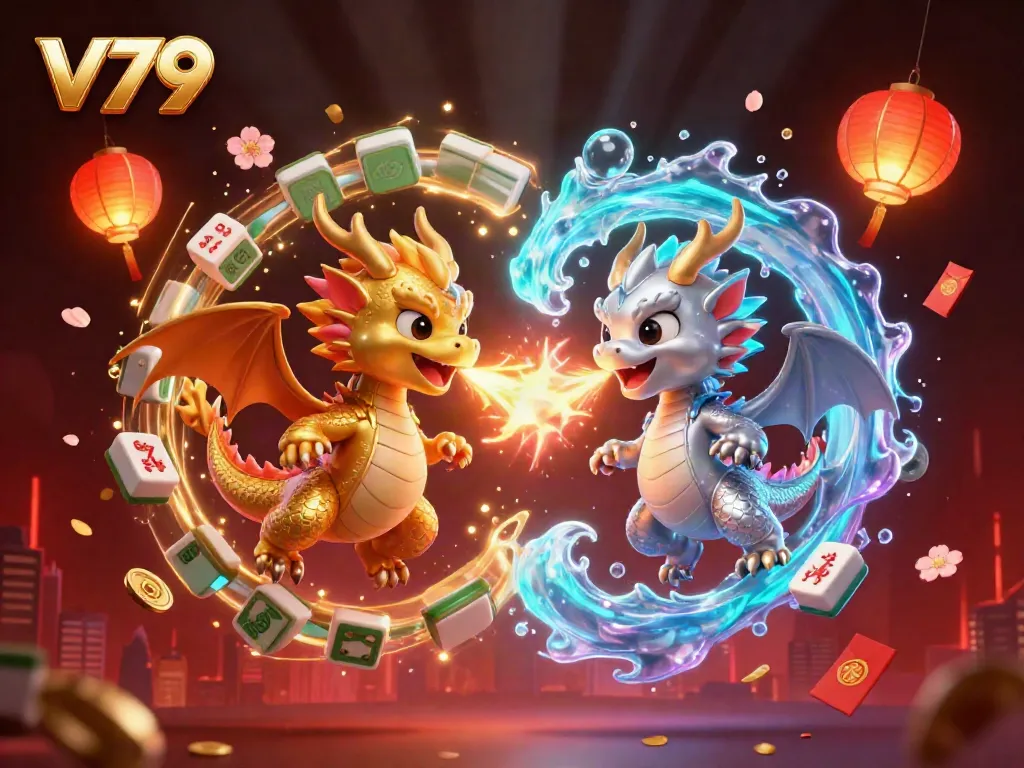Engage with the thrilling world of V79, featuring dynamic 3D dragons and casino elements.