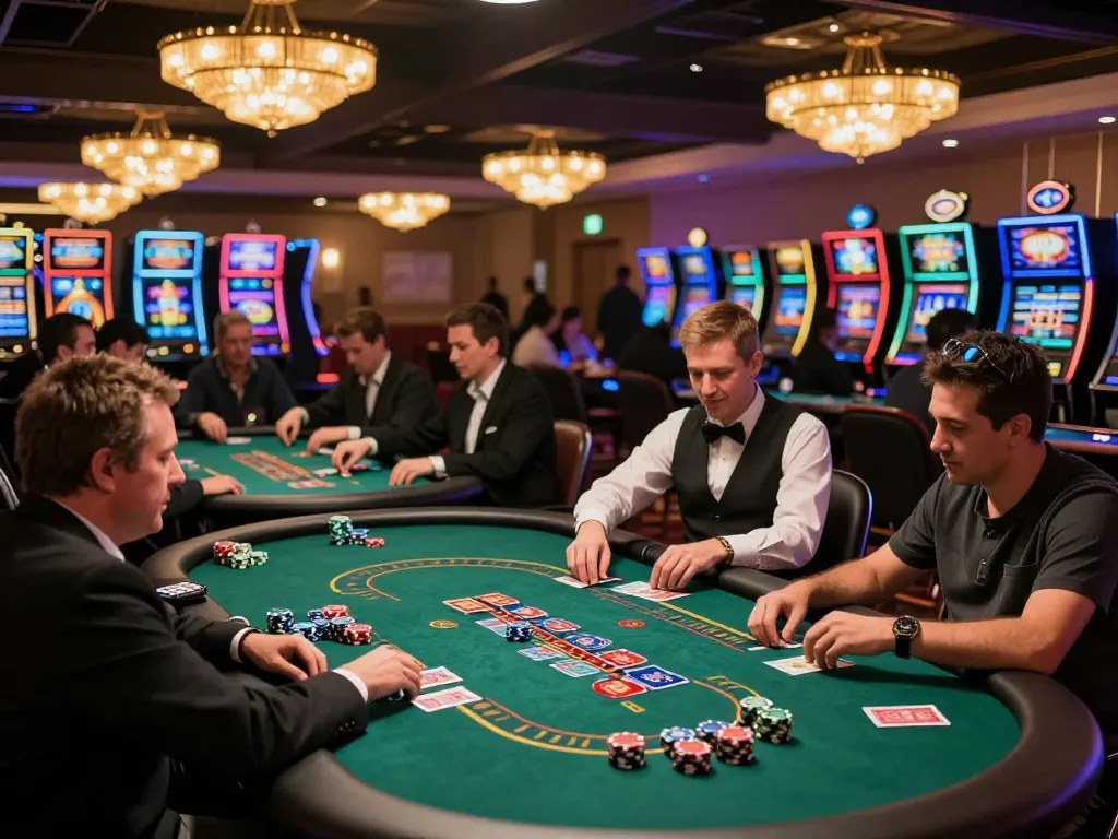 rr99 players engaging at vibrant casino tables during an exciting poker game