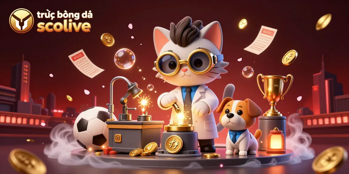 Experience trực tiếp bóng đá socolive with engaging sports balls and trophies illuminating the 3D scene.