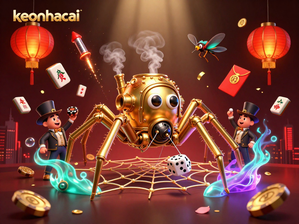 Catch winning opportunities with keonhacai in this 3D casino-themed illustration.