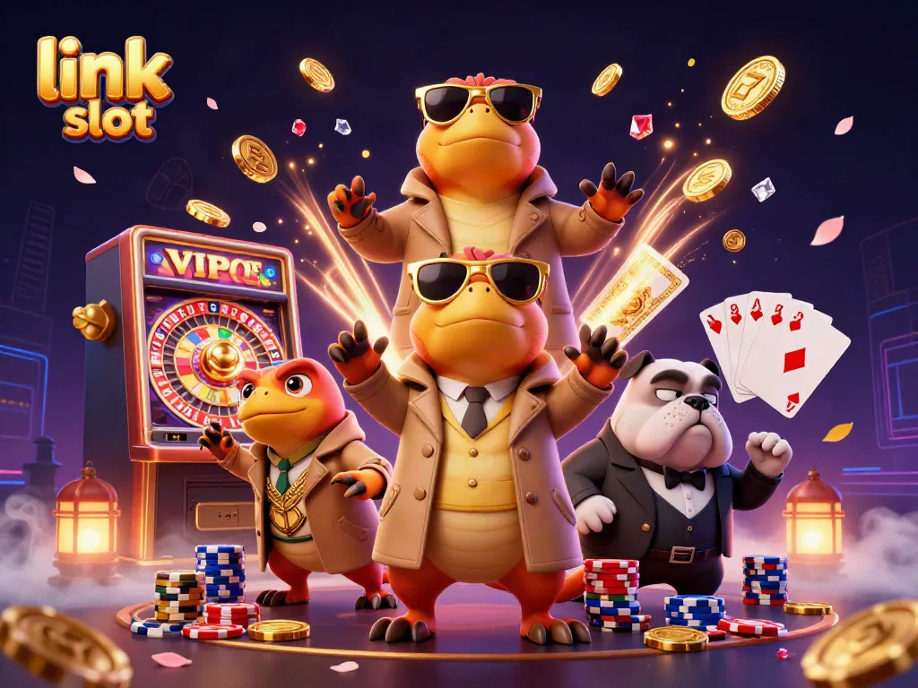 Experience the thrill of link slot with raptors sneaking into a VIP casino lounge.