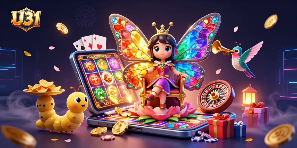 Experience thrilling gaming at U31 with vibrant characters, slot games, and surreal casino elements.
