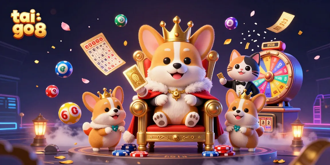 Experience thrilling wins with tai go 88, as royal corgi and cat butler present lottery balls and prizes.