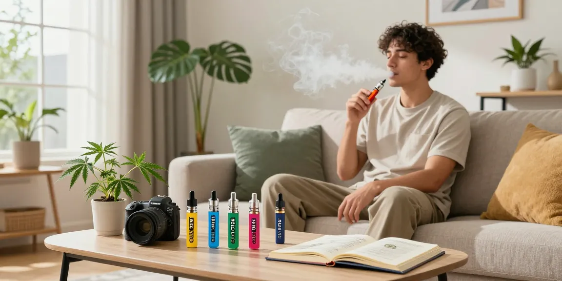 THC vape UK in a wellness lifestyle scene, featuring high-quality vape products and hemp plants.