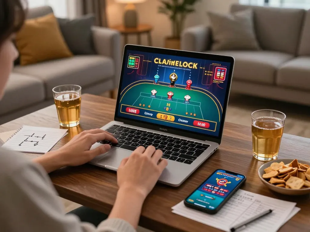 Player enjoying an exciting online game on LC88 with laptop and smartphone in cozy living room