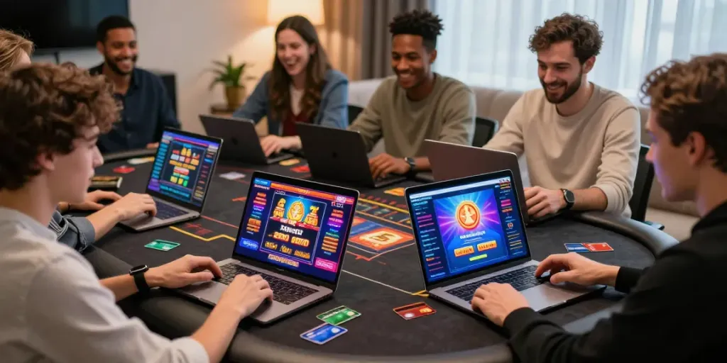 Engaging players enjoying digital games in credit card casinos UK environment.