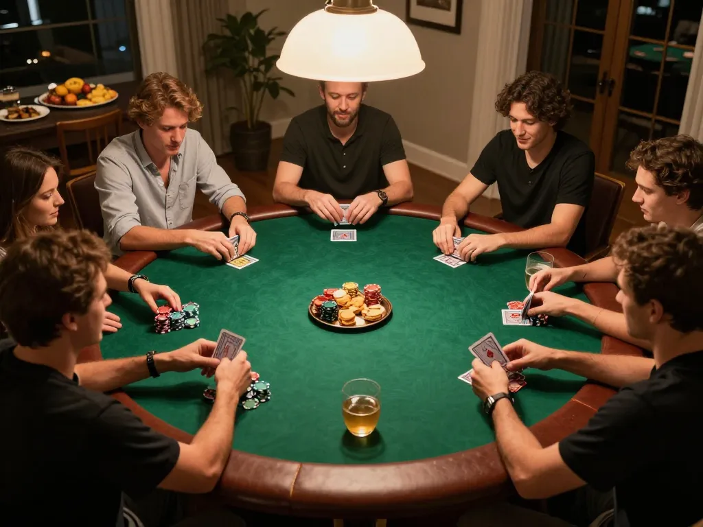 Engaging poker game night scene showcasing responsible gaming with danhlodeonline strategy in action.