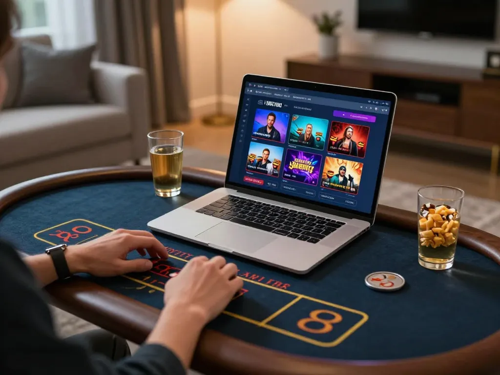 Engaging in online casino action with XO88 on a laptop, showcasing immersive gameplay.