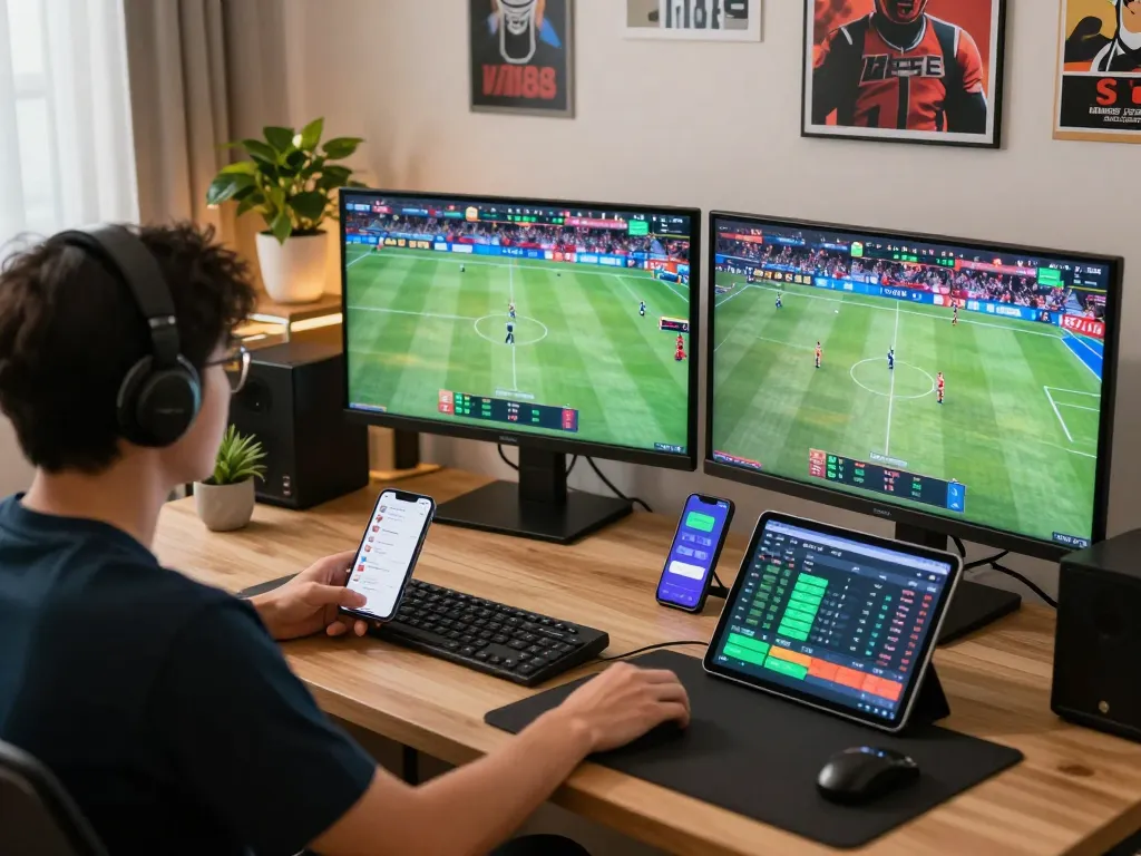 Engaging online betting moment with Vin88 app displayed on smartphone during live sports event