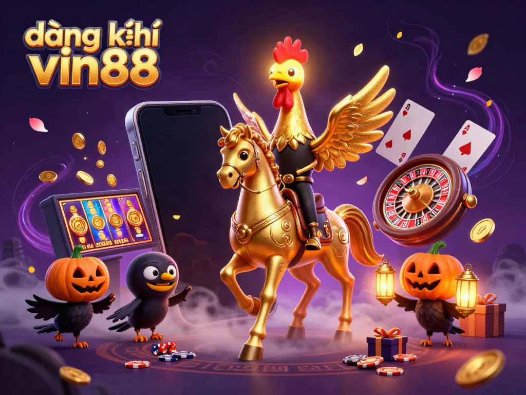 Engage in thrilling casino adventures with đăng ký vin88 alongside golden rooster and crow companions.