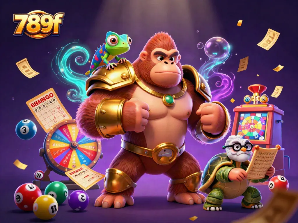 Engage with vibrant gambling excitement at 789f with a lively illustration featuring dynamic casino elements.