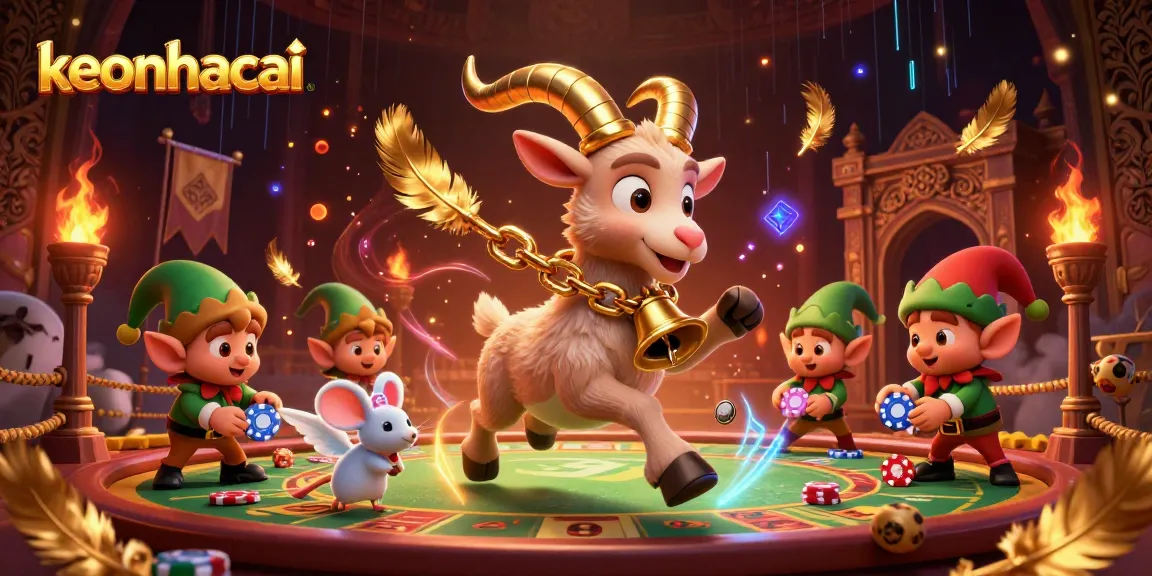 Engage in sports betting with keonhacai as a Krampus goat oversees a lively casino scene.